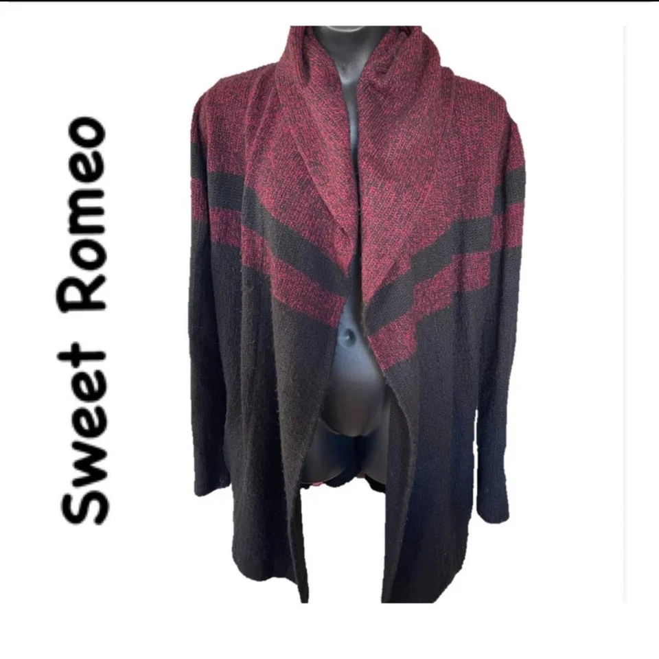 Sweet Romeo Black & Red Cardigan Sweater Sz. 1X - Image 3 of 4