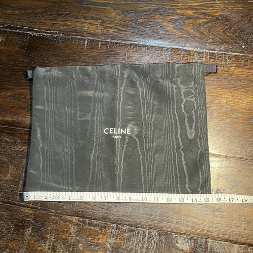 Celine Paris Sacchetto antipolvere con coulisse Moire nero borsa portaoggetti viaggio 15,25x12" - Foto 3 di 4