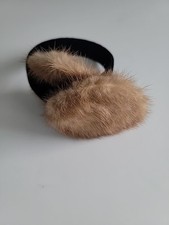Childrens Real Mink Fur Ear Muffs Ear Warmers Velvet Headband Vintage