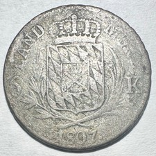 1807 Germany GERMAN STATES Bavaria 6 Kreuzer, G Silver