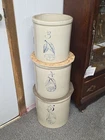 Grouping of 3 Antique 3, 4 and 5 Gallon Birch leaf - Red Wing Stoneware Crocks