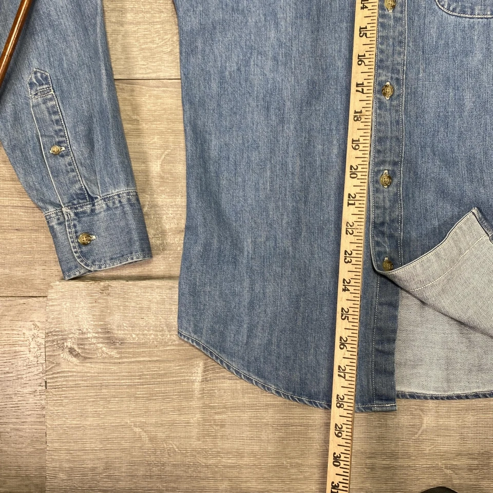 Camisa J Crew Para Hombres XS Azul Denim Cambray Botones Ajustada Manga Larga Bolsillo Foto 4 de 4