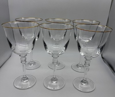Vintage 6 Ralph Lauren Crystal Landon Wine Water Goblet Glass w Gold Trim 8  5/8 | eBay