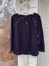 NWT Talbots Cozy Navy Blue Long Sleeve Sweater Button Detail 2X