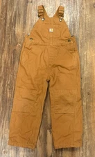 Carhartt Kids 4T Brown Duck Flannel Lined Overalls Bibs Toddler Workwear Durable