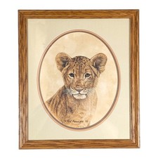Rod Arbogast 1995 Original Watercolor Of A African Lion Cub Wildlife Magazine