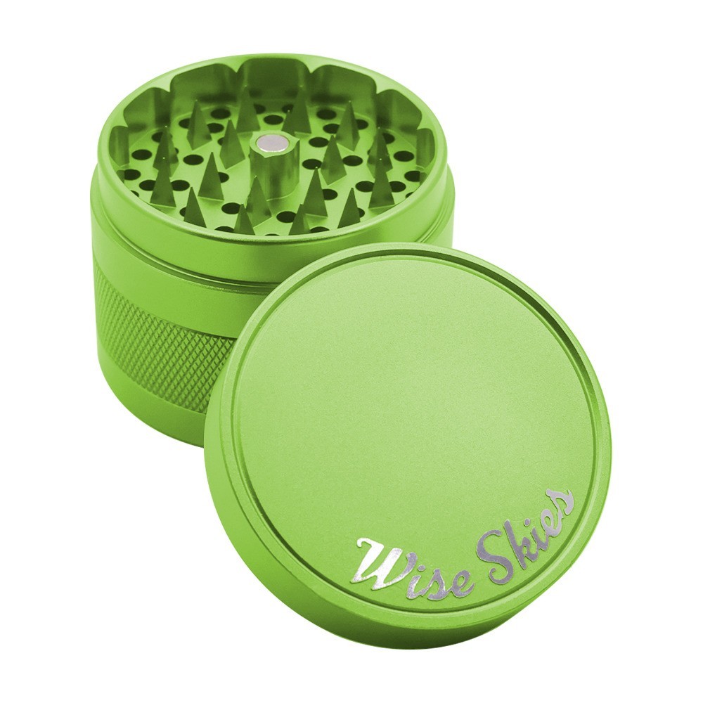 Lime Green 4-Part Metal Grinder Shredder Crusher For Tobacco Smoking Rolling