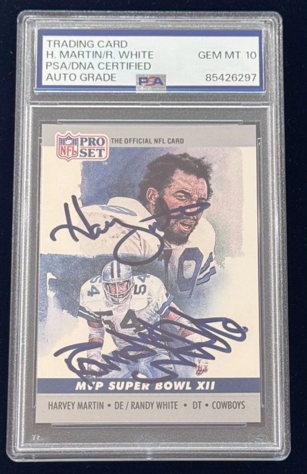 Martin & White "Super Bowl XII MVP" 1990 Pro Set Firmado Tarjeta de Novato Automático PSA 10 Foto 3 de 3