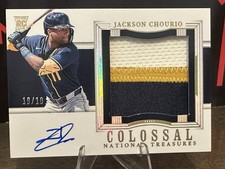 2024 National Treasures 10/10 Bookend Jackson Chourio RPA On Card Auto RC /10