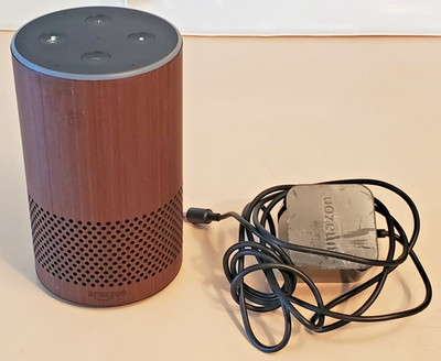 AMAZON Echo (2nd Gen) Alexa Rare WALNUT. TESTED WORKS. High-Quality Audio, voice