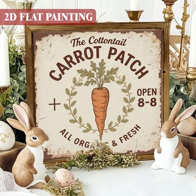 The Cottontail Carrot Patch Wooden Plaque Easter Retro Farmhouse Wall Decoration