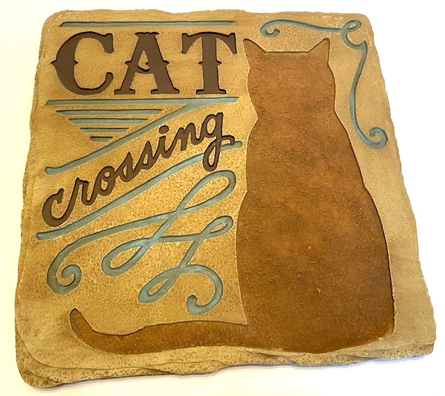 Grasslands Road "Cat Crossing" 10"x10" Brown/Blue Stepping Stone/Wall Plaque