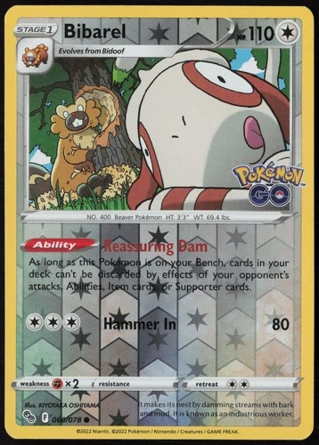 Bibarel Pokemon GO Reverse Holo 060/078