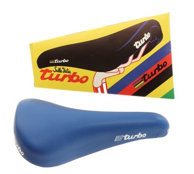 Selle Italia Turbo Leather Saddle Blue 90s Steel Rails RARE NEW in