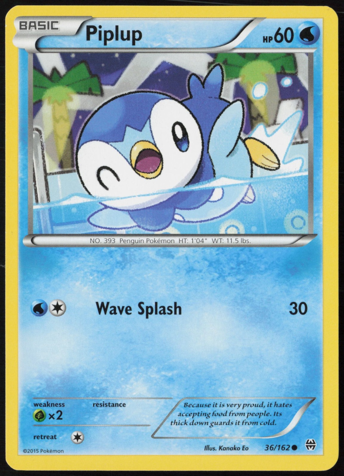 Piplup 36/162 XY - BREAKthrough Common EN Pokemon LP