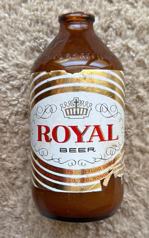 Vintage ROYAL BEER Bottle Paper Label 11 oz. from the 1950's/60's of Old HAWAII!