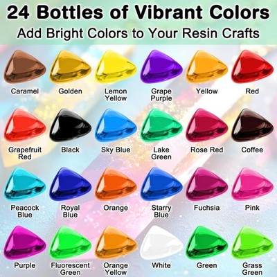 Epoxy Resin Color Pigment   24 Colors Liquid Epoxy Dye Set with 6 Glitters, H...