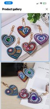 Multicolor Heart Rhinestone Beaded Detachable Key Chain Charm w/ Lobster Clasp