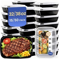 15 Pack 32oz Meal Prep Containers With Lids Reusable Microwavable Food