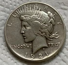 1921 $1 High Relief Peace Silver Dollar Circulated Key-Date
