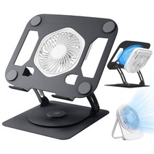 Laptop Cooling Stand with Detachable Desk Fan, Adjustable Height  Angle, 360...