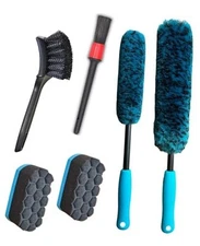 6PCS Car Wheel Cleaning Detailing Pro Kit, Tire Brush, 2 6 Pack (Blue & Black)