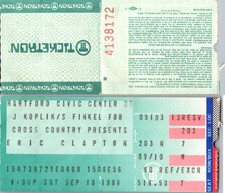 1988 ERIC CLAPTON CONCERT TICKET STUB, HARTFORD CIVIC CENTER