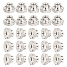 25Pcs Knurled Thumb Nut M4X0.7 Iron Round Knobs nickel plating Silver Tone 