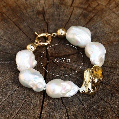 Barock Perlenarmband für Damen Elegant Unregelmäßig Perlen Armbänder Verstellbar B - Bild 6 von 6