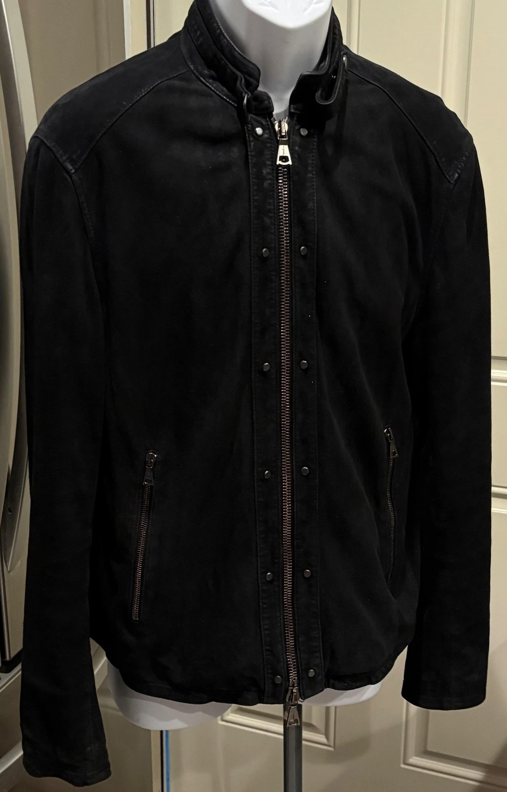 John Varvatos Goat Suede Black Jacket Size 50 image 3