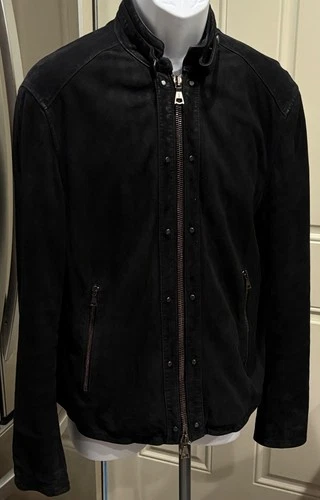 John Varvatos Goat Suede Black Jacket Size 50 image 3