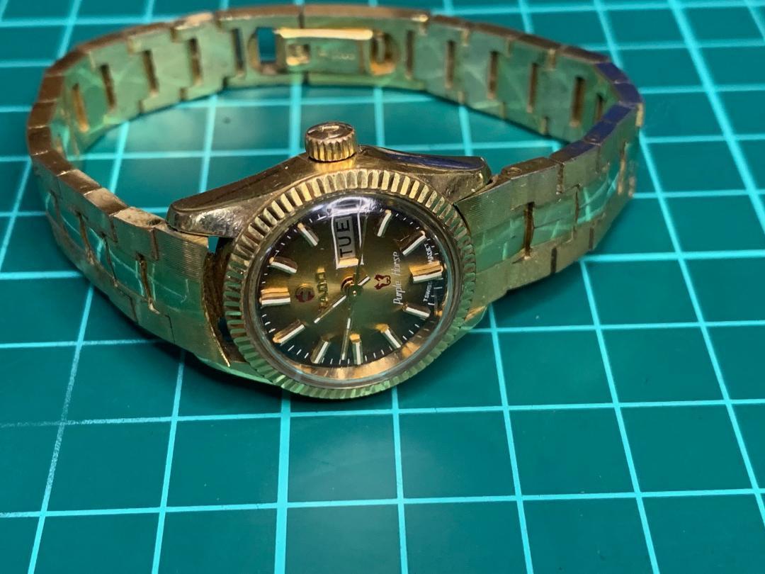 Rado Purple Horse Automatic Watch Gold Dial Gold Band ETA Movement