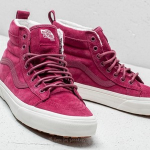 pink suede high top vans