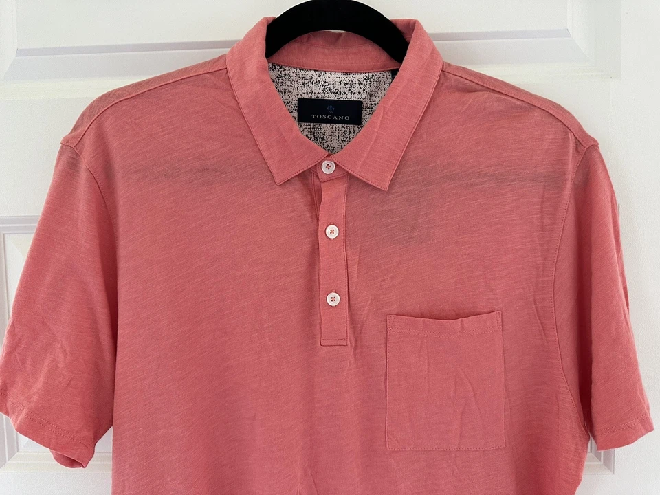 Nuevo con etiquetas Polo Toscano Para Hombre Talla M Manga Corta Mezcla de Algodón Coral Quemado Foto 2 de 4
