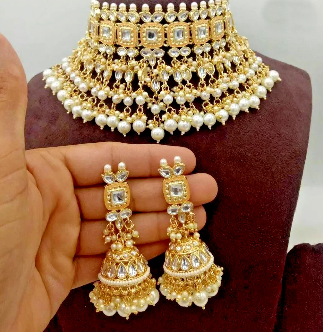 Kundan choker with pearls deals
