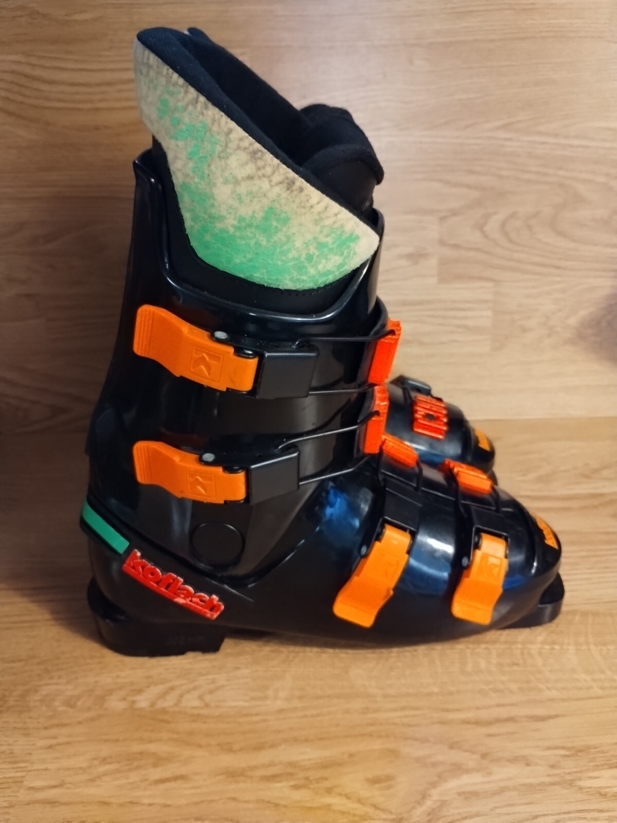 SALOMON Scarponi da sci alpino vintage KOFLACH misura Mondo 26 5 nero arancione verde 300 mm