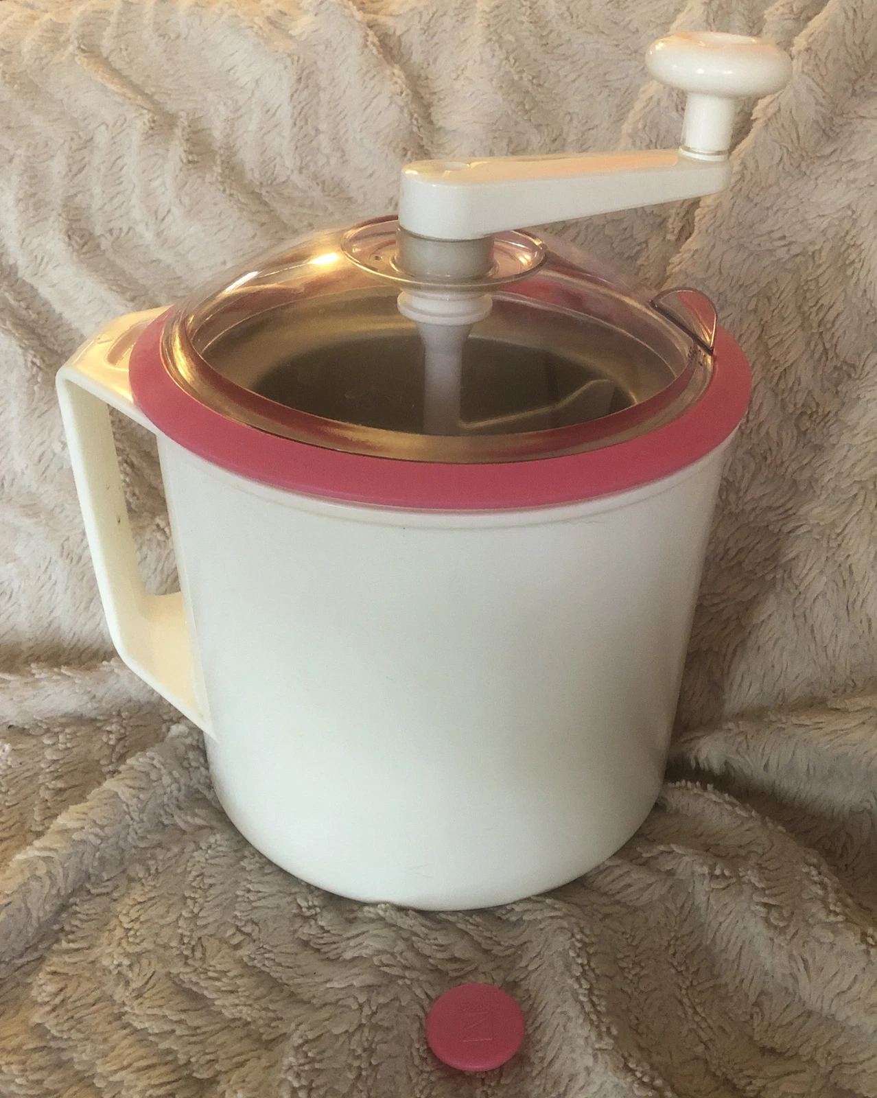 Donvier Ice Cream Maker Chillfast **2 Pints/1 Quart** Pink Lid EUC