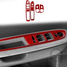 6x For Chevrolet Traverse 09-12 Red Carbon Fiber Window Lift Switch Panel Trim