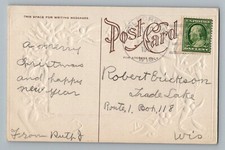Wolf Creek Wisconsin WI Polk 1912 4-Bar Cancel Postcard DPO 1874-1945