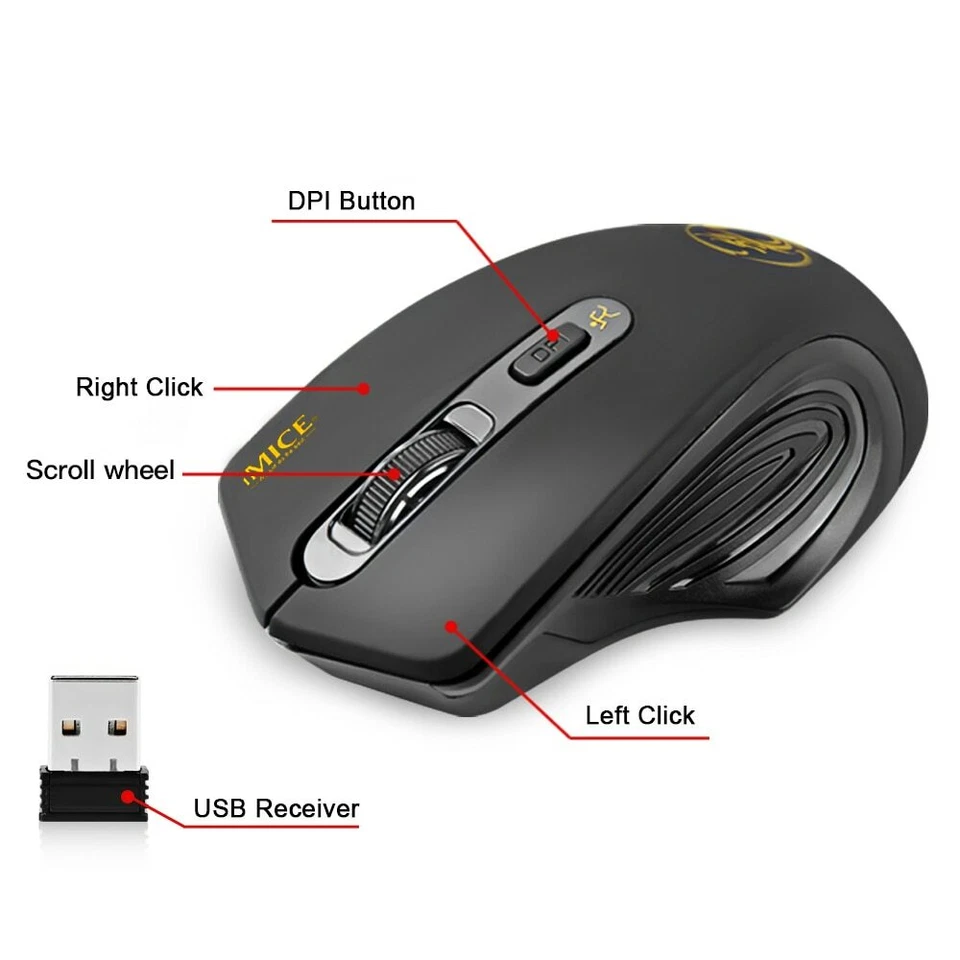 Souris sans fil iMice 4 boutons 2000DPI Mause 2.4G souris optique USB - Image 4 of 4