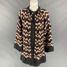 Missoni Size 6 / It42 Dark Gray & Rose Knitted Wool / Mohair Knitted Coat