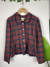Vintage L 10-14 Red Tartan Check Relaxed Fit Blazer Jacket Leslie Fay