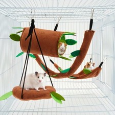 Pet Flannel Warm Hamster Hammock Nest Toy Hanging Bed Mat Cage Stump Leaf Tunne