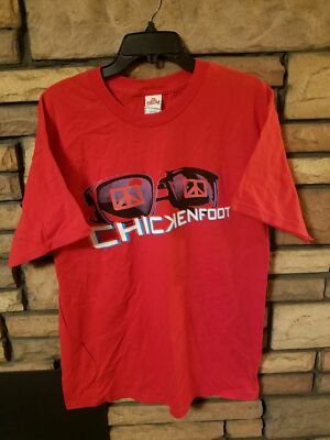 Chickenfoot Shirt MEDIUM Red 3D Logo on front Sunglasses Concert Tour Exclusi A2