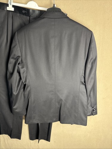 Pronto Uomo Tuxedo 38R 34x30 Two Button Black Stirped Pants Wool 2 Piece Suit - Picture 8 of 20