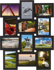 12 Opening Collage Frame, Displays 4X6 and Six 6X4 Inch Photos, Black