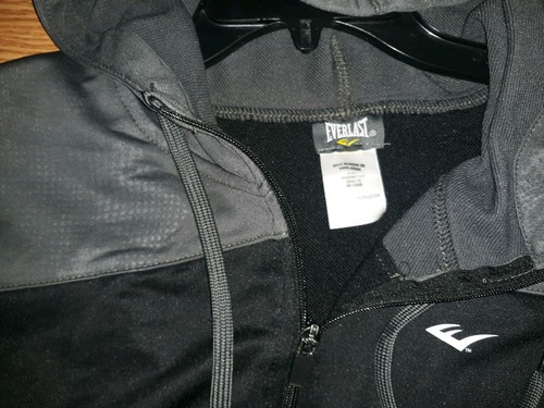 MENS JACKET Everlast zippered SIZE 2XL NEW TAG WITH POCKETS COLOR BLACK AND GRAY - Picture 6 of 12