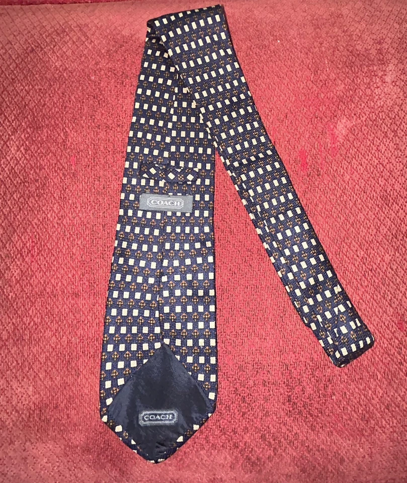 Corbata Coach 100% Seda Azul Geométrica Diseñador MULTICOLOR #11273 Foto 4 de 4