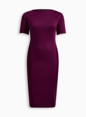 Torrid Midi Studio Cupro Boatneck Bodycon Dress Purple 2 2X 18 20 #E41823