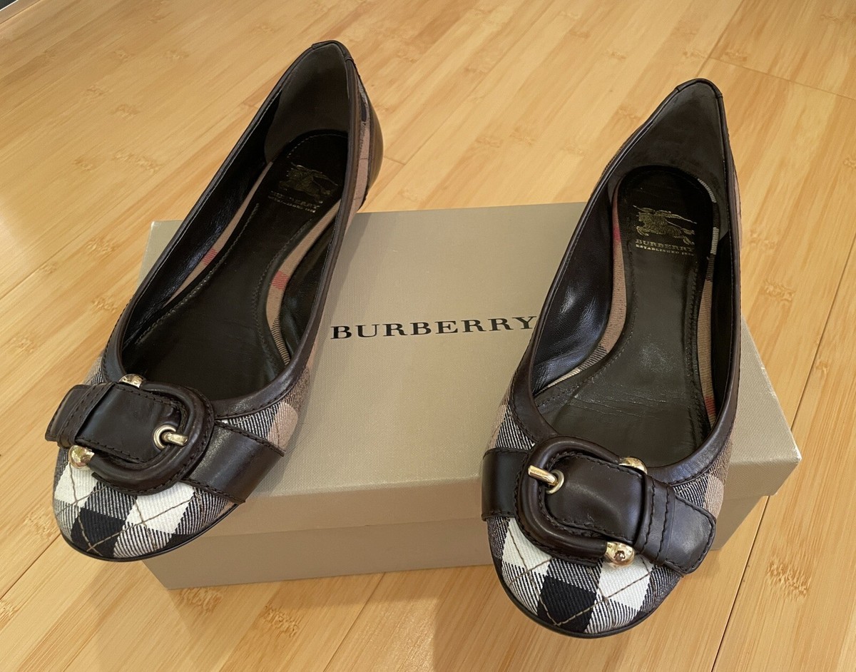 Authentic Burberry Women's Check Flats Size Ballerina Shoes